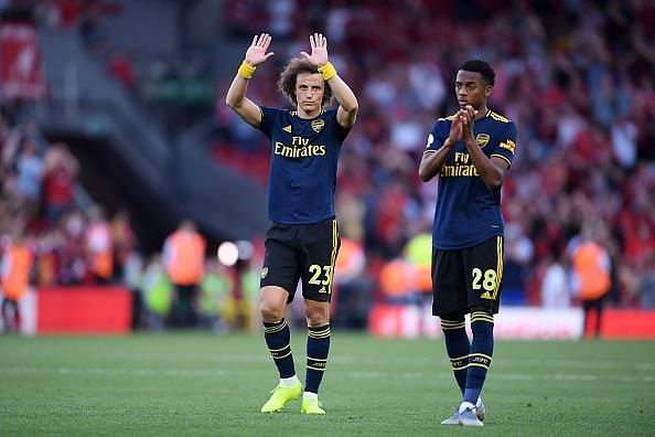 Luiz (L) wasn't at his best against Liverpool